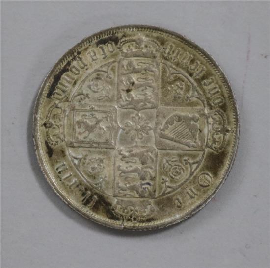 A Victoria gothic florin, 1884 (EF with toning).